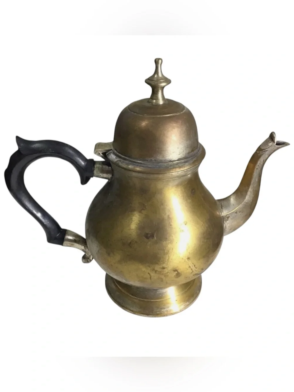 Vintage EPNS Coffee Tea Pot Pair Brass Tone 8.5” 10” Black Handles India